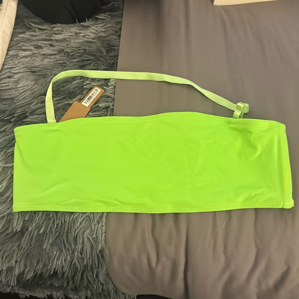 NEW SKIMS bathing suit top bandeau neon green halter XL